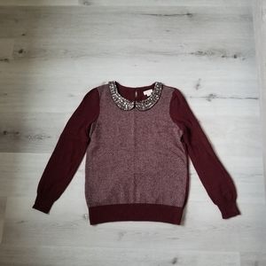 J Crew XS maroon jeweled sweater